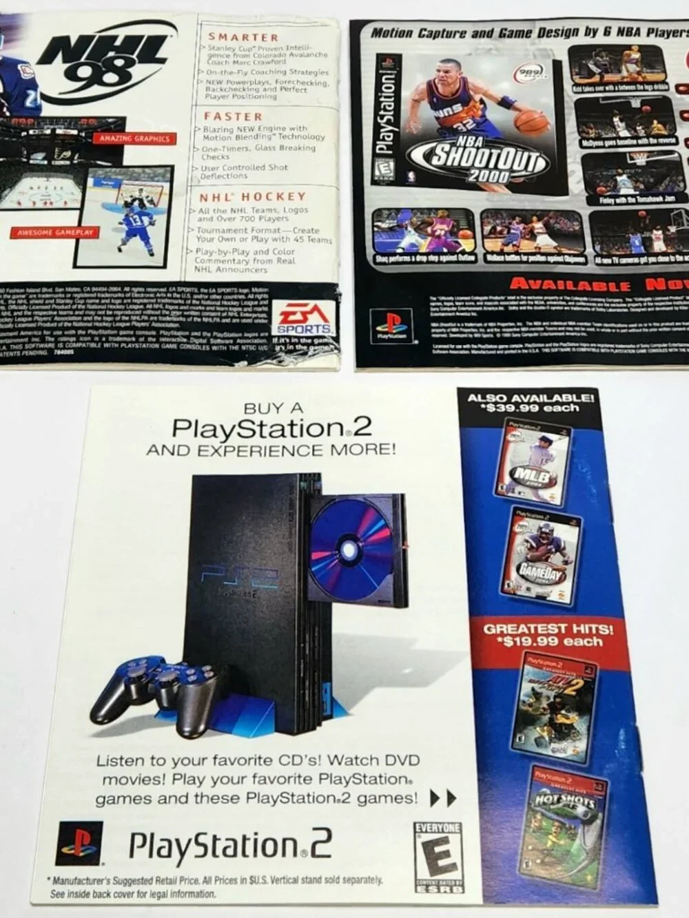 NBA Live 98, NCAA Final Four 2000, NFL GameDay 2004 PS1 CIB PlayStation 1 Bundle